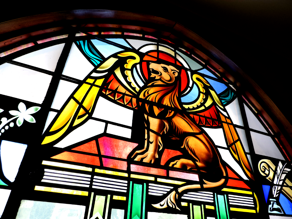 Lion Stained Glass at St. Mark's Lutheran Church.