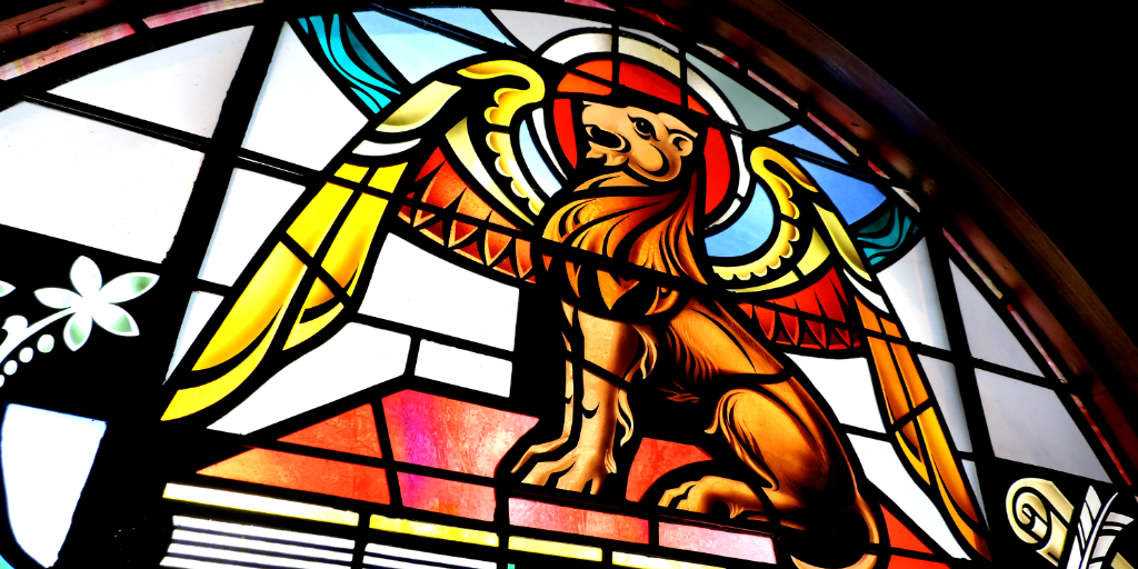 Lion Stained Glass at St. Mark's Lutheran Church.