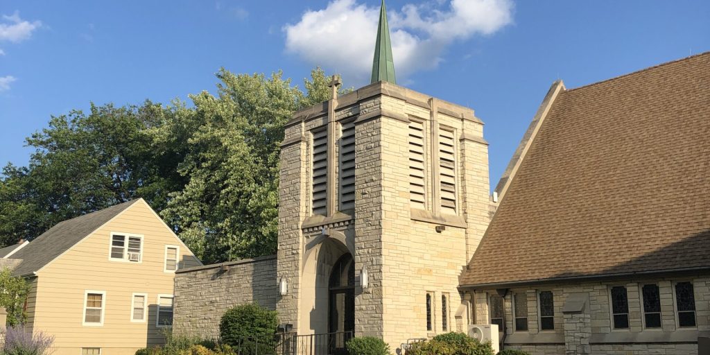 Outdoor view of St. Mark's Lutheran Church, 2023.