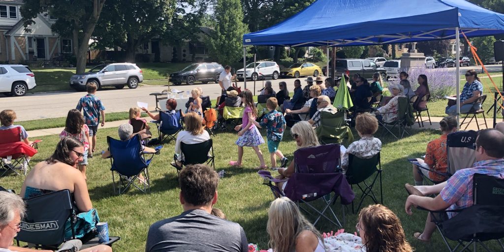 Outdoor worship at St. Mark's Lutheran Church. July 2023.