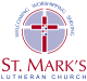St. Mark's Lutheran Church logo, red cross on blue background.